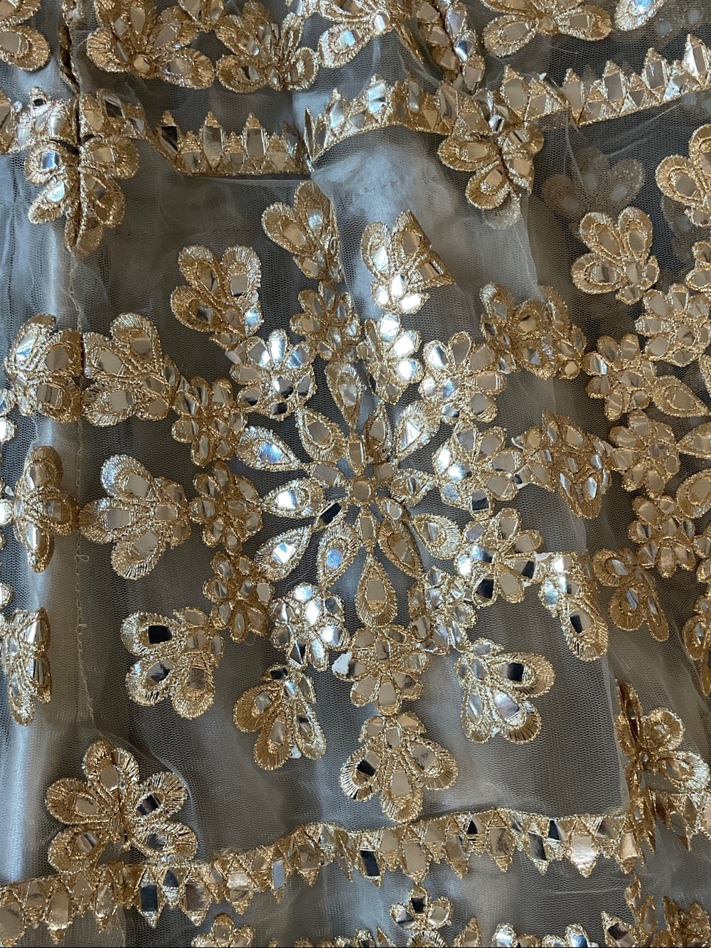 Elegant Pale Sage Embroidered Lehenga Set with Gold Accents NWOT - Picture 3 of 7